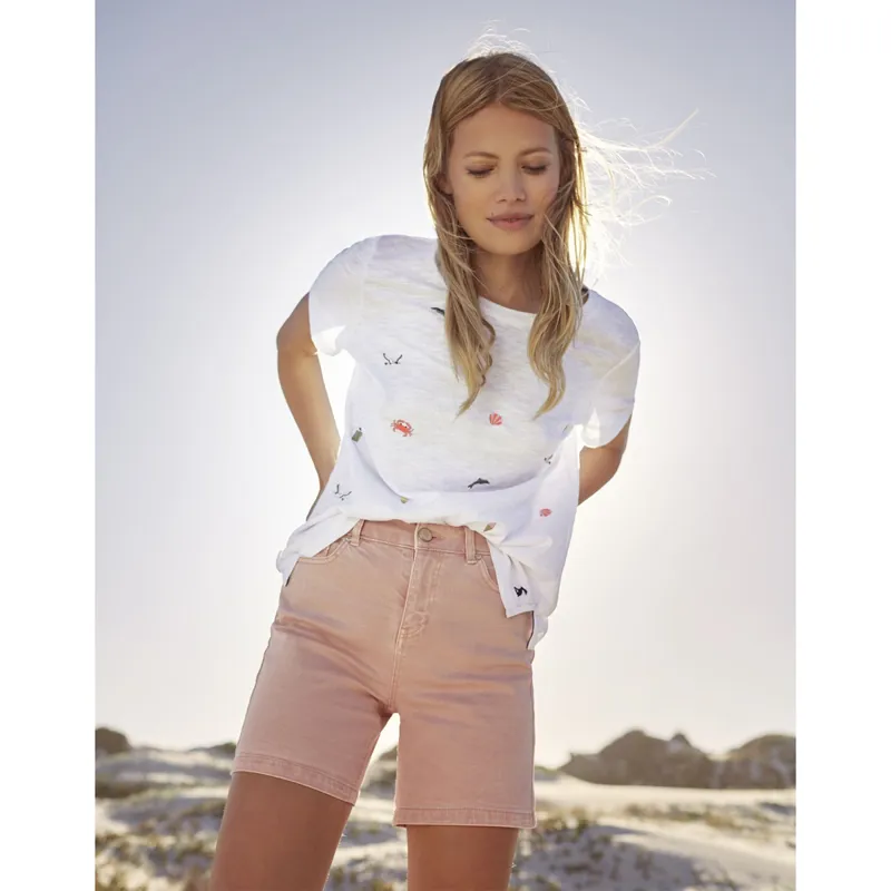 Joules Carley Print T-Shirt - Bright White Seaside-1